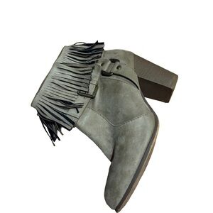 Stylish Fringe Ankle Boots - Gray